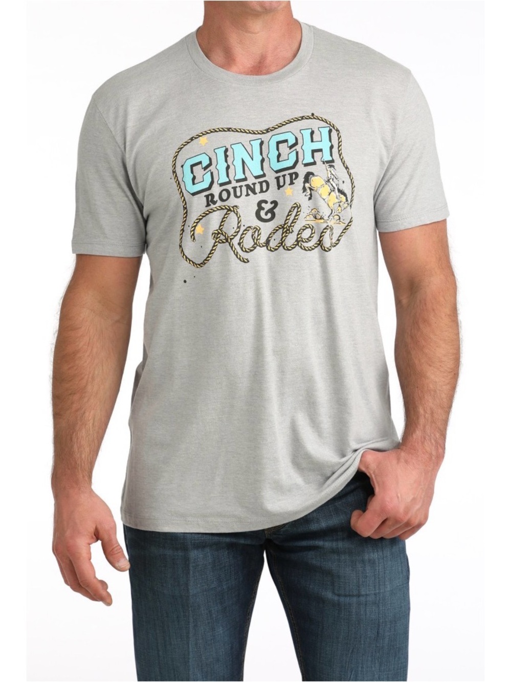 NWT Cinch Round Up Rodeo Graphic Tee Gray Men’s Western